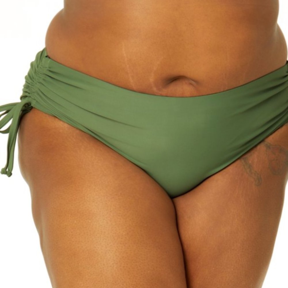 MID RISE WOMENS BIKINI SWIMSUIT BOTTOM - OLIVE GREEN
